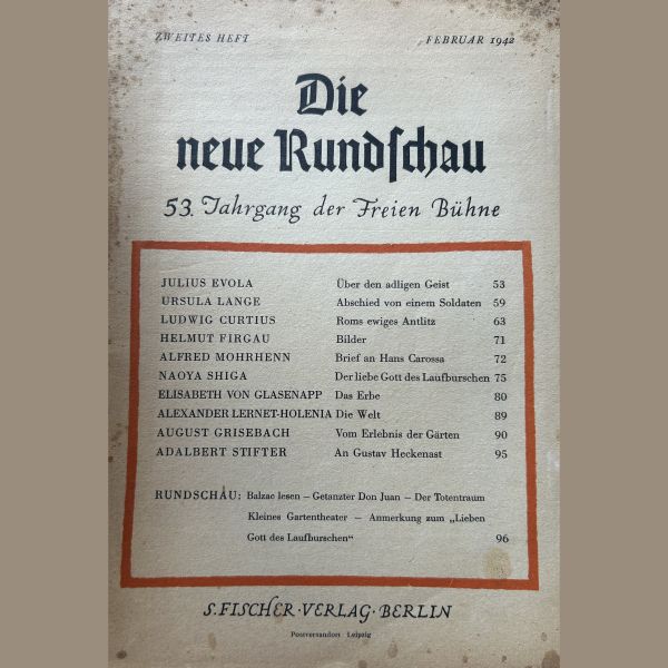 Die neue Rundschau 53. Jahrgang der freien Bühne. Heft 2 - Suhrkamp 1942