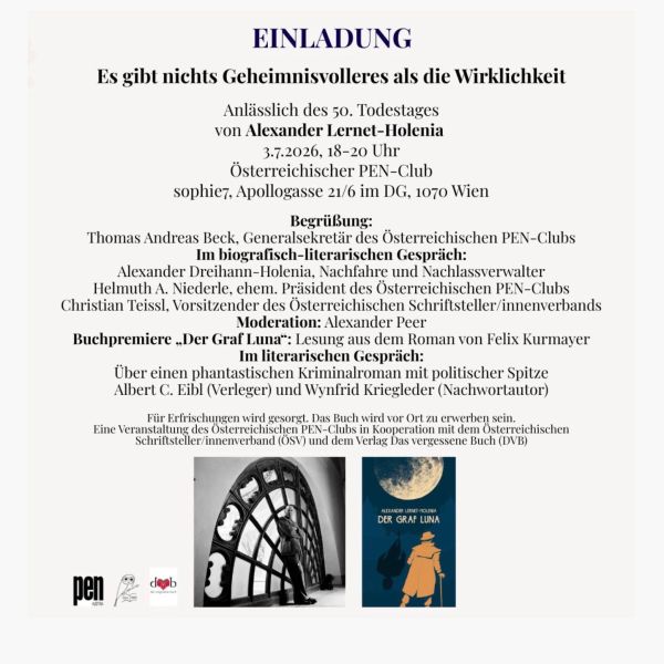 Einladung 50. Todestag Alexander Lernet-Holenia Österreichischer PEN-Club