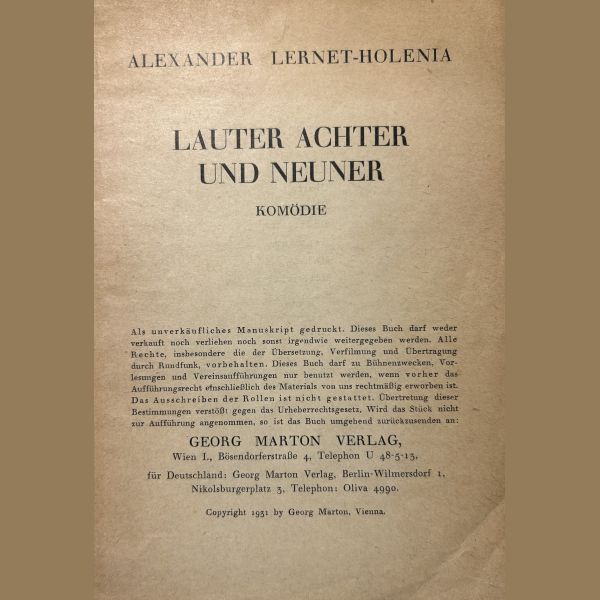 Lauter Achter und Neuner - Georg Marton Verlag 1931