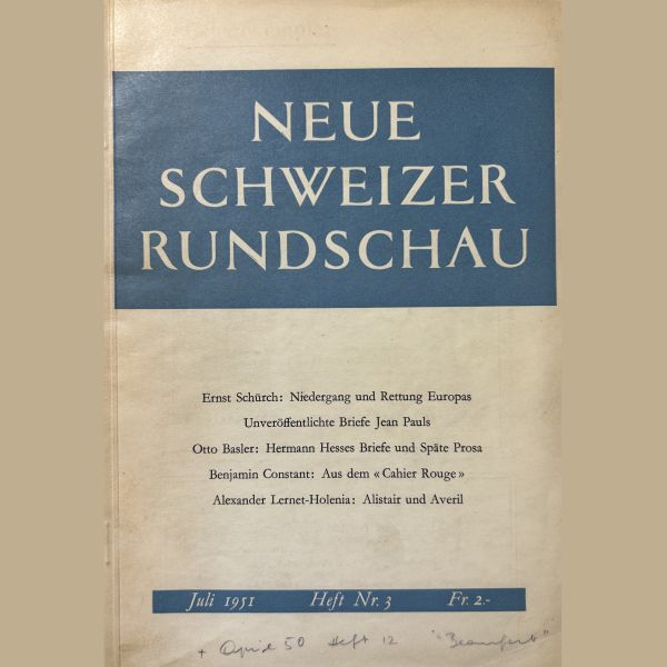 Neue Schweizer Rundschau Heft 03 - Conzett & Huber 1951