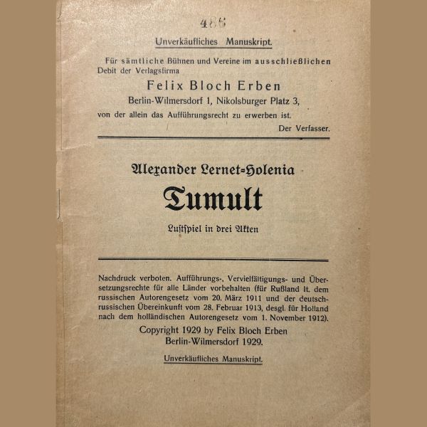 Tumult - S. Fischer 1929
