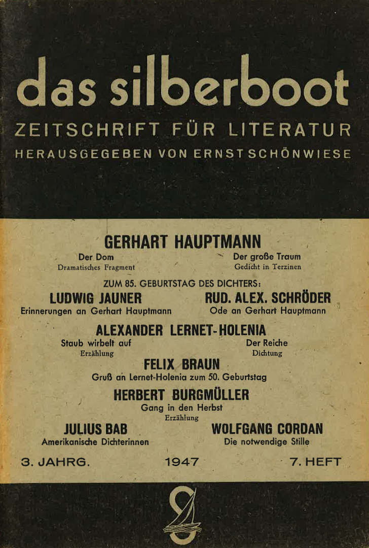 das silberboot Zeitschrift für Literatur 3. Jahrgang 7